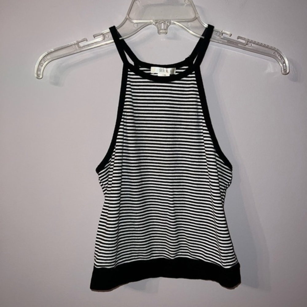 Bozzolo black and white stripe crop top tank top small
